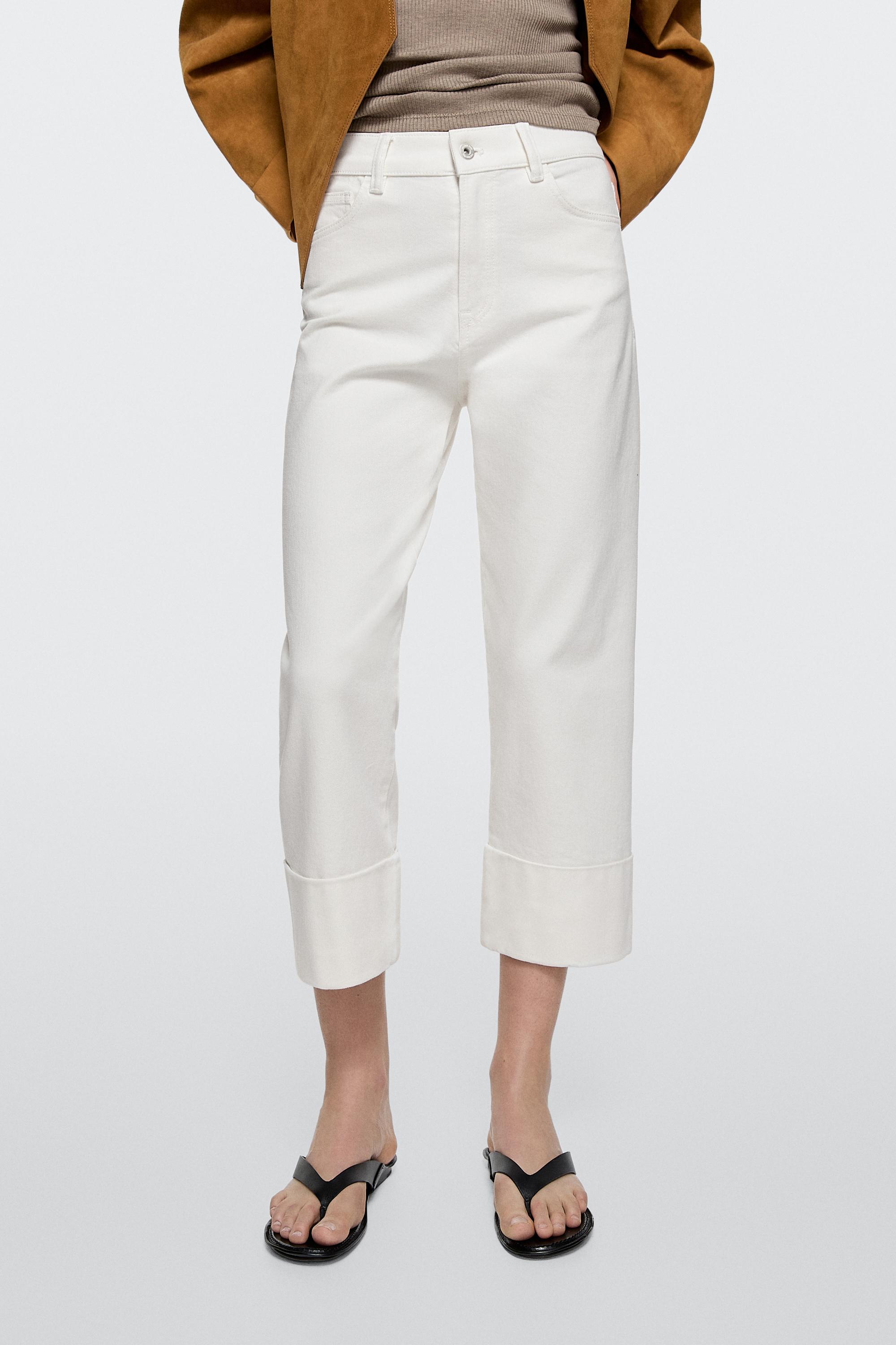 Jean capri taille moyenne retroussé